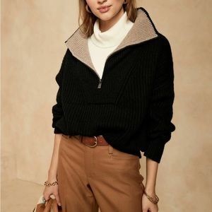 BR Colorblock Quarter Zip Sweater
